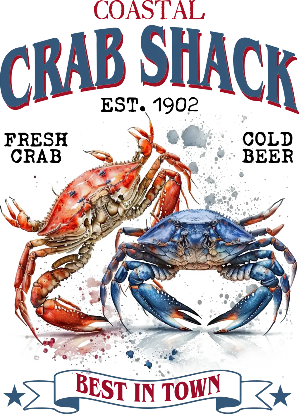 Avery Lane Gifts Coastal Beach Crab Shack viskestykke blå
