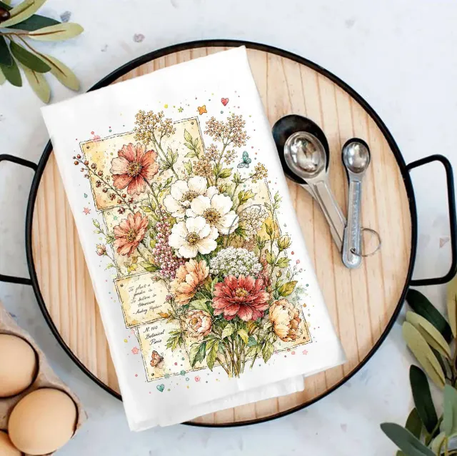 Avery Lane Gifts Vintage Wild Flowers viskestykke bomuld