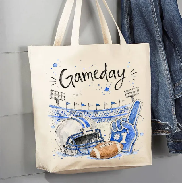 Avery Lane Gifts Gameday Football mulepose canvas blå 41x38 cm