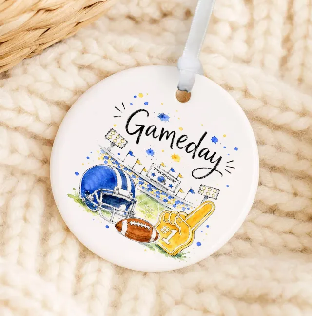 Avery Lane Gifts Gameday Football Royal Blue & Gold julepynt blå-guld