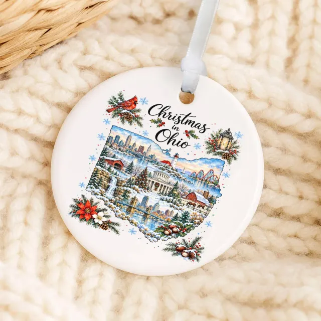 Avery Lane Gifts Christmas in Ohio State Map ornament porcelæn