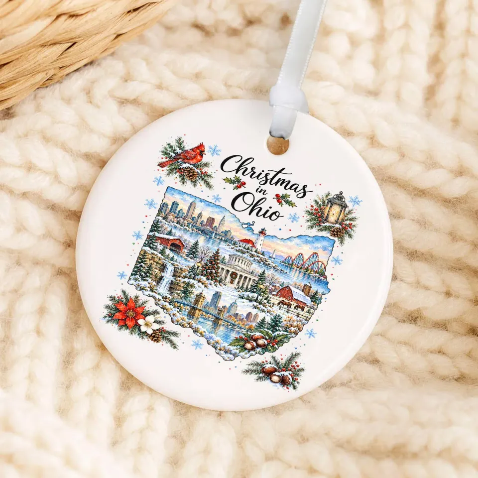 Avery Lane Gifts Christmas in Ohio State Map ornament porcelæn