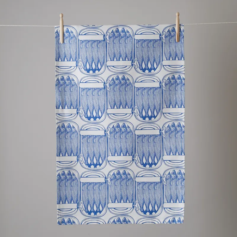 Thornback & Peel Sardine Delftblå viskestykke 50x70 bomuld