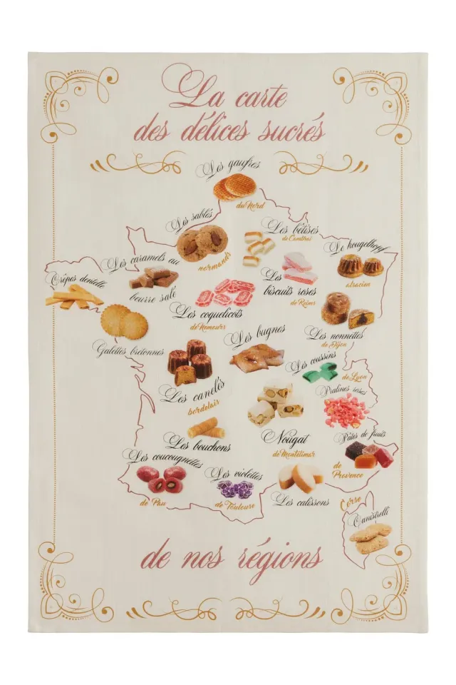 Coucke Gourmet Map viskestykke beige bomuld-hør 50x75